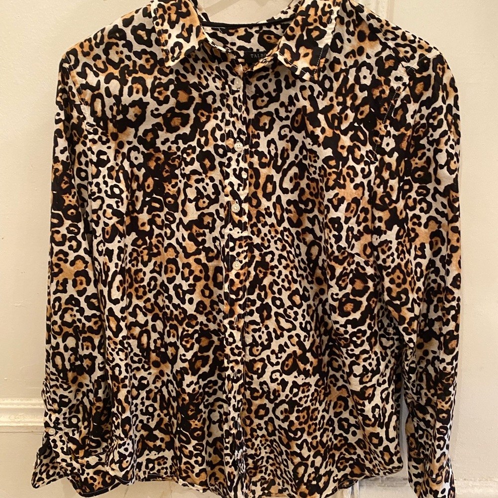 Talbots Leopard Print Button Down - Petite Large - image 1